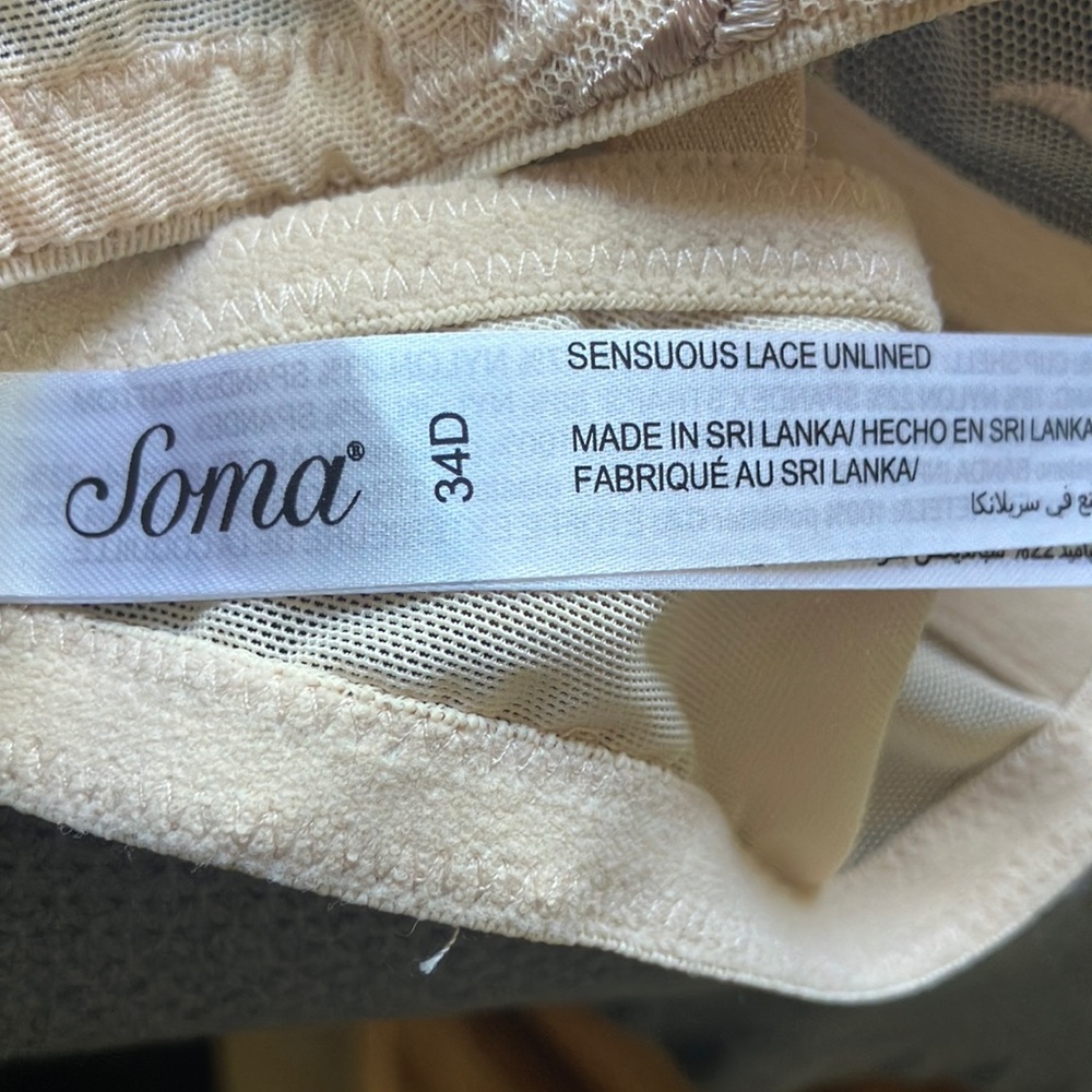 NEW Soma Sensuous Lace Unlined Underwire Bra - 34D - Picture 4 of 7